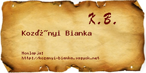 Kozányi Bianka névjegykártya